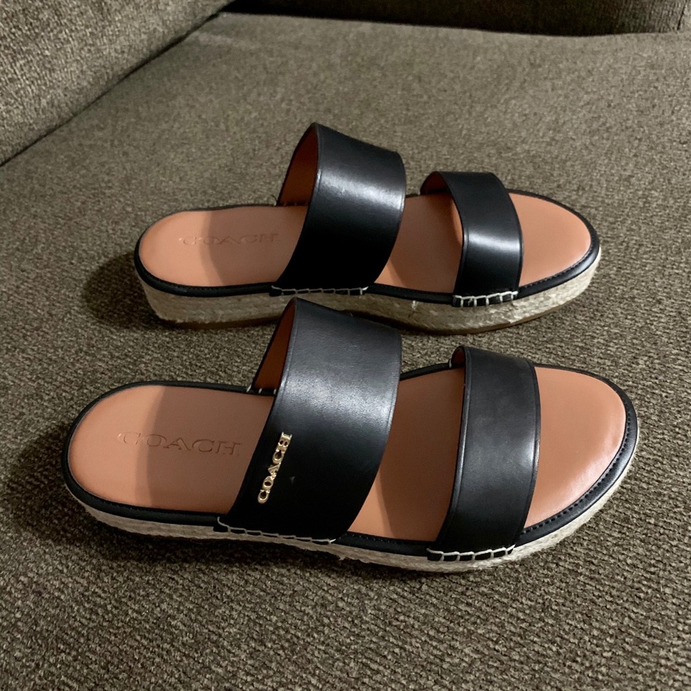 Authentic Coach Franca Leather Espadrille Sandal